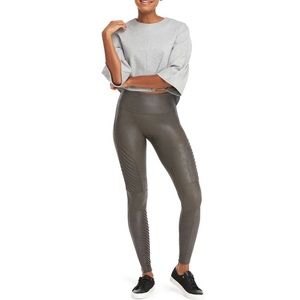 Spanx NWT grey moto faux leather leggings